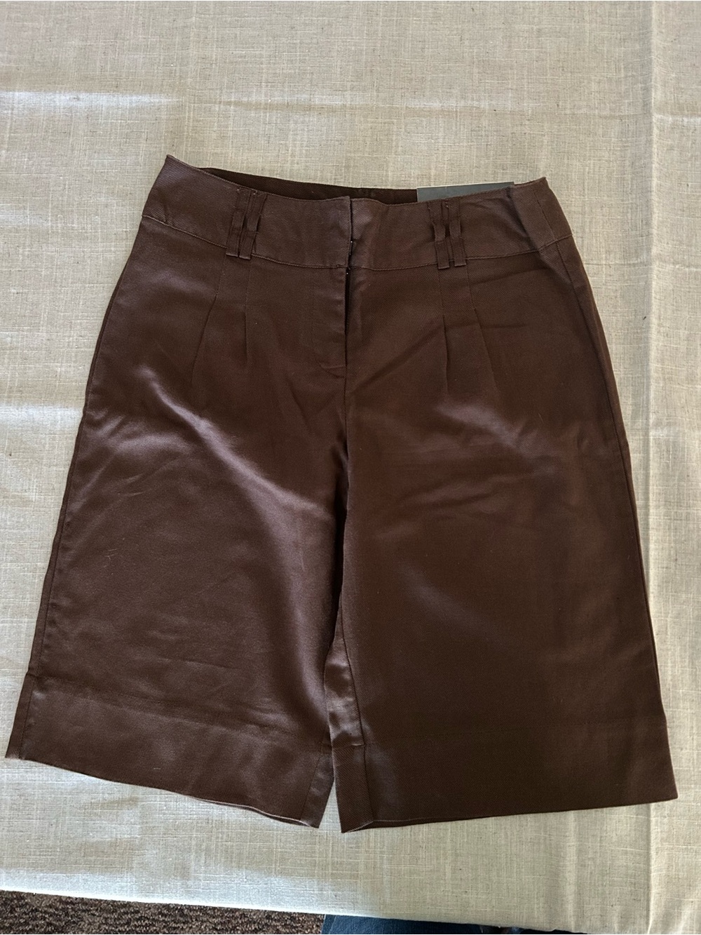George Dark Brown High-Waist Tailored Bermuda Shorts